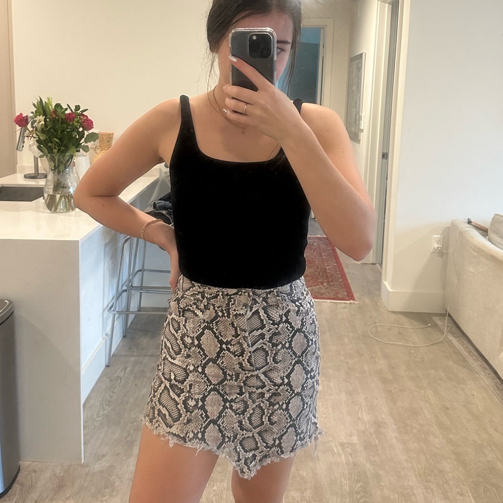 Zara snake print denim skirt